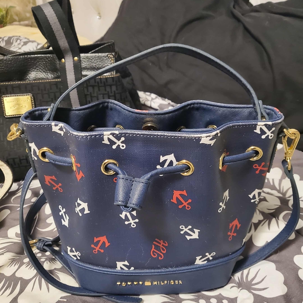 Tommy Hilfiger Blue Anchor Print Shoulder Bag